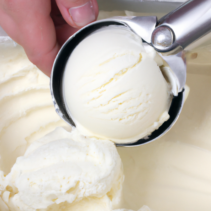 A vibrant scoop of Sanlin's homemade super premium ice cream